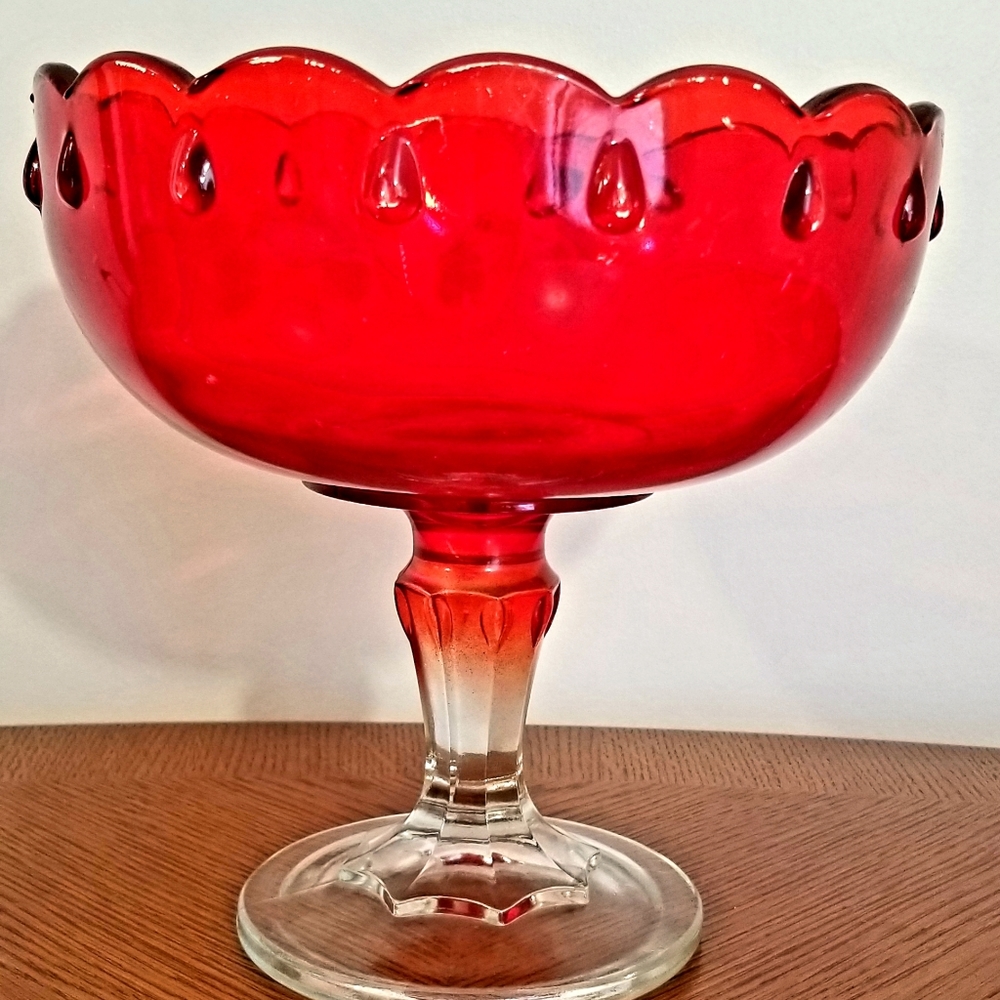 Vintage ruby red glass decorative bowl.